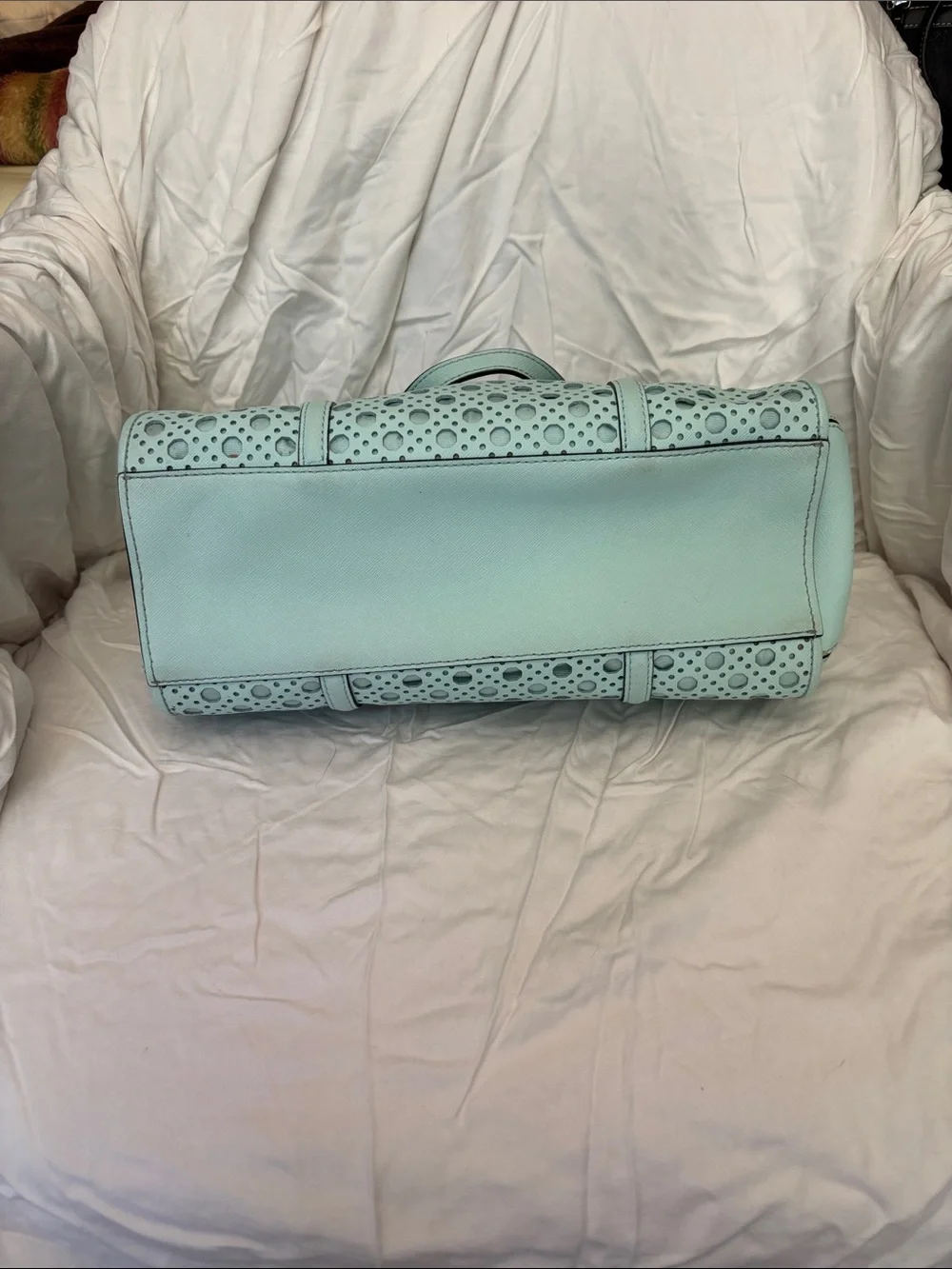 kate spade mint green laser-cut tote